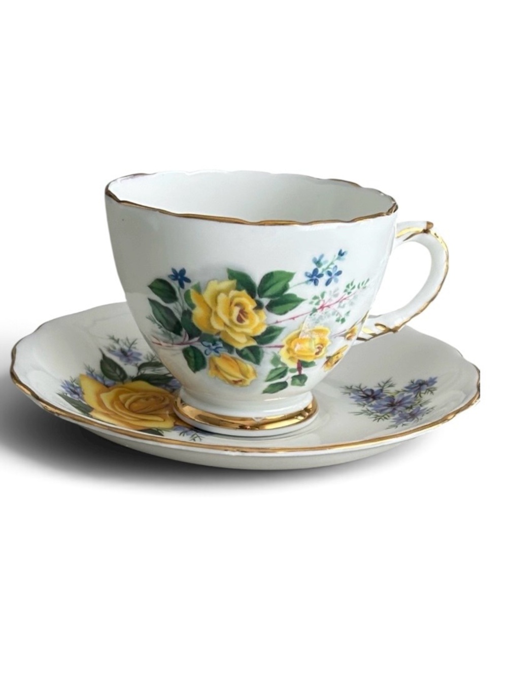 Vintage Royal Trent Teacup Royal Vale Saucer Yellow Rose Bone China England